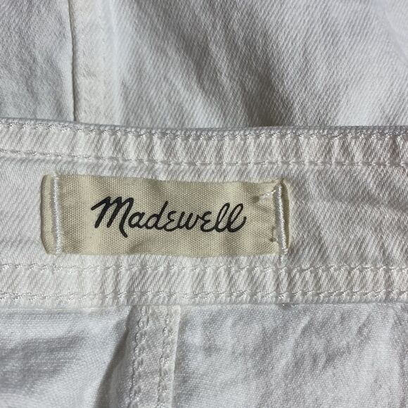 Madewell mini skirt denim A line in tile white: button front edition size 8 y2k - Picture 7 of 10